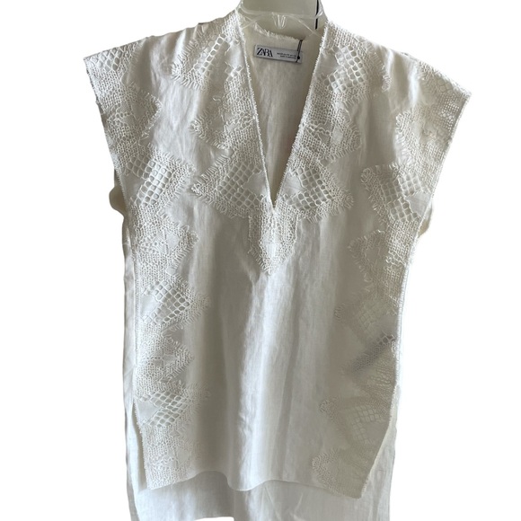 Zara Tops - Zara lace embroidered tunic top size XS